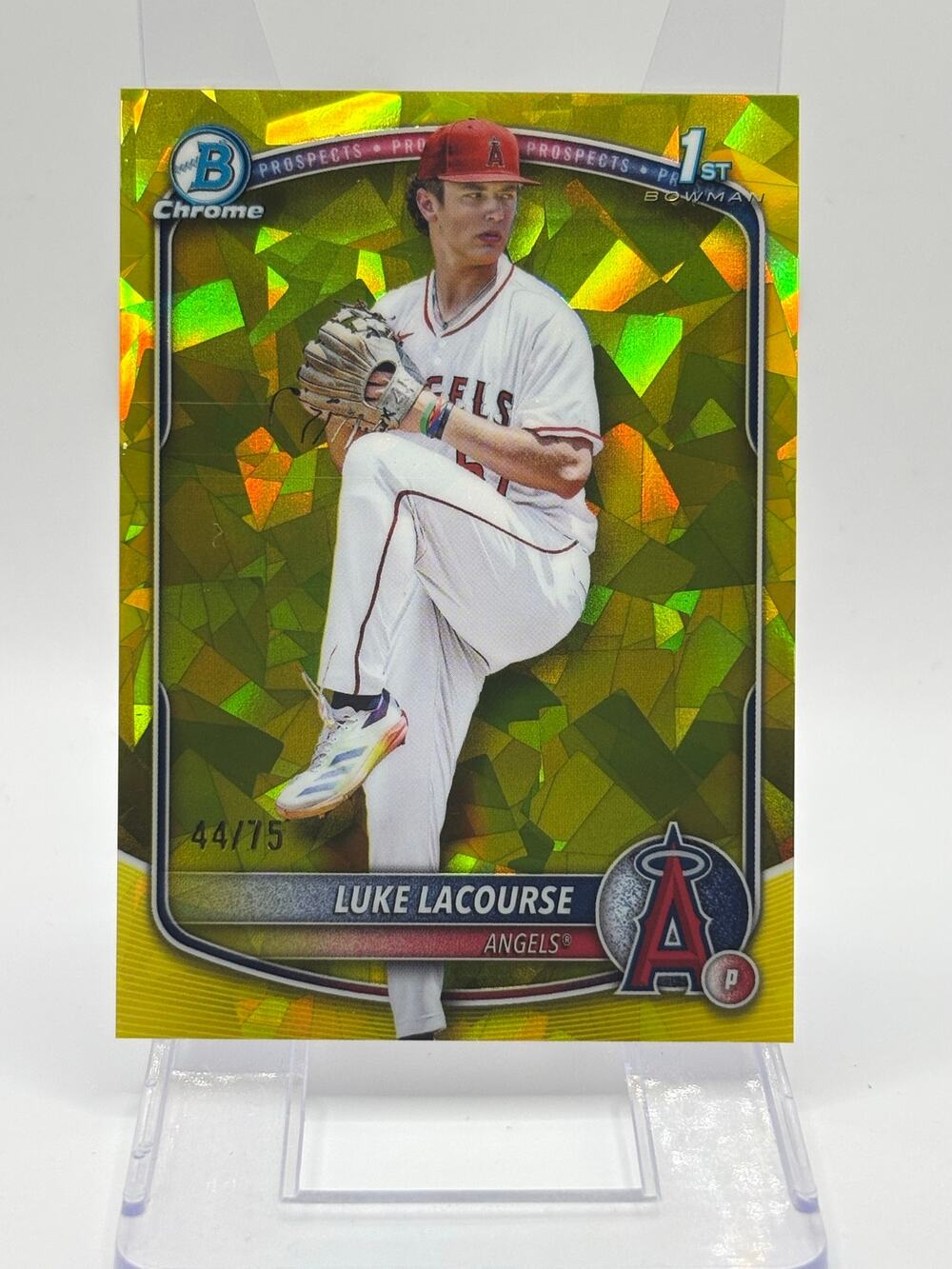 2025 Bowman Draft Sapphire Luke LaCourse 1st Yellow Refractor 44/75 SP Angels